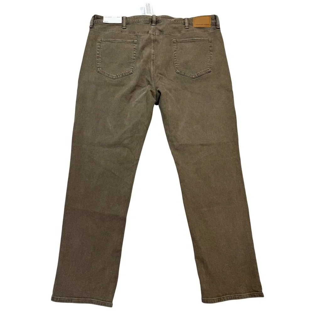 American Eagle Slim Straight Pants Mens 40x32 Dark Brown New Easyflex‎ 6939